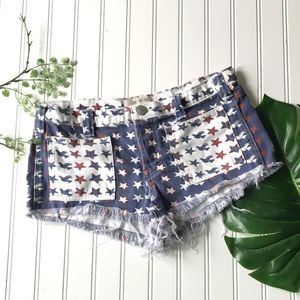 Free people red white blue denim Jean shorts